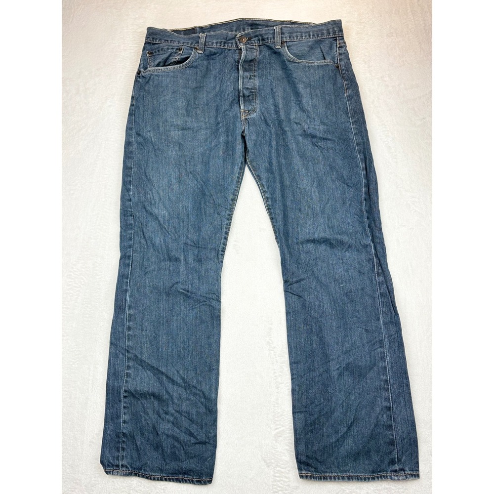 Levis 501 Mens 38x30 Vintage Styled Jeans Festival Faded Distressed Loose Denim